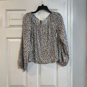 Anthropologie Women's XS Animal Print Long Sleeve Blouse Multicolor